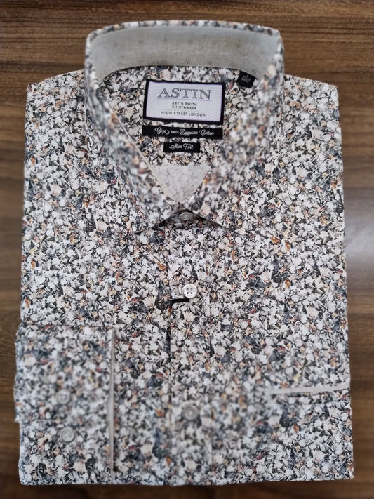 Astin Smith Naples Satin Print Long Sleeve Shirt