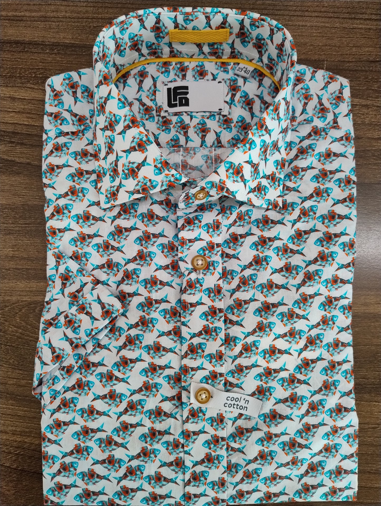 LFD Tangerine Fish Print Short Sleeve Shirt