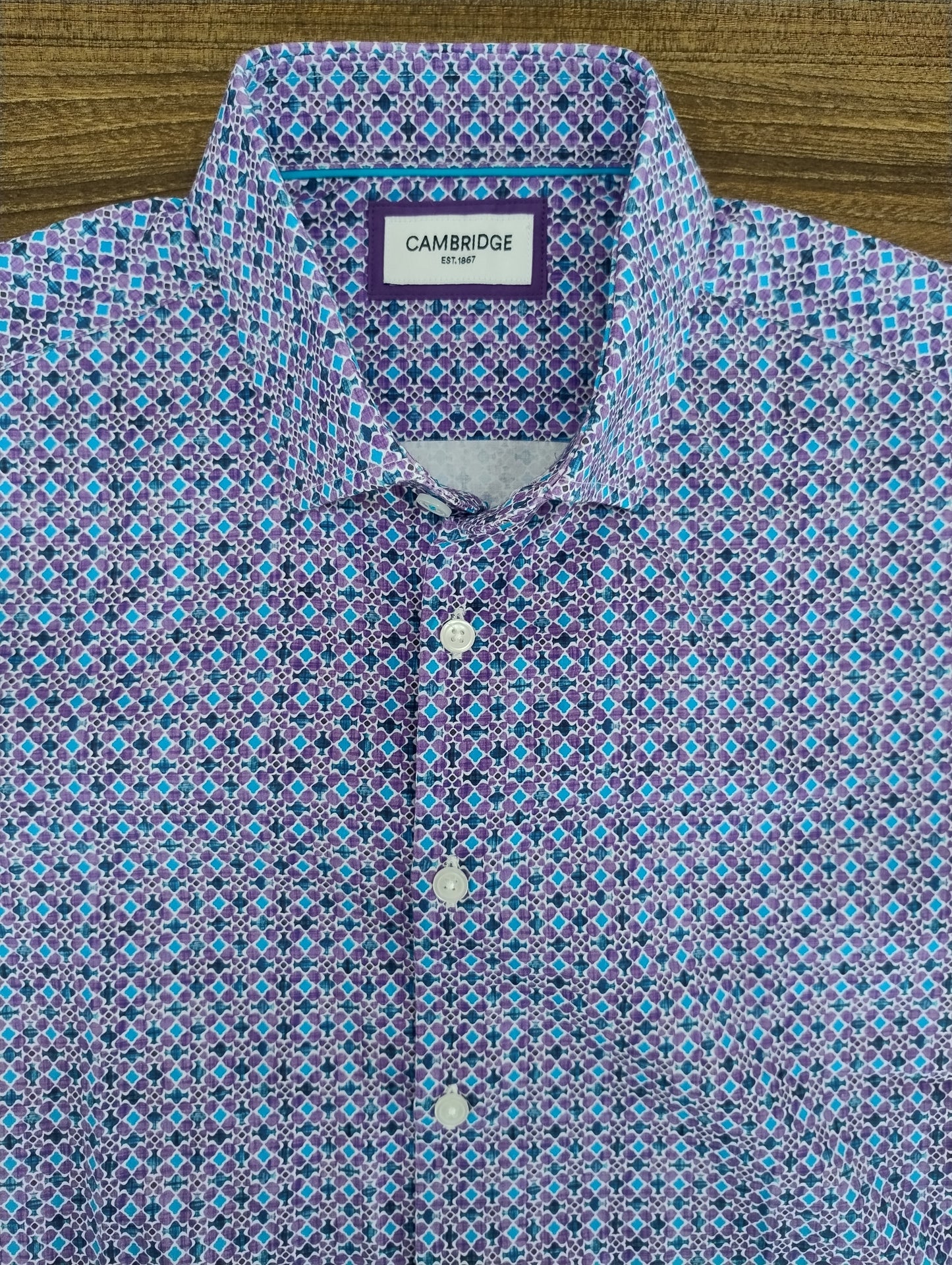 Cambridge Portsea Purple Short Sleeve Shirt