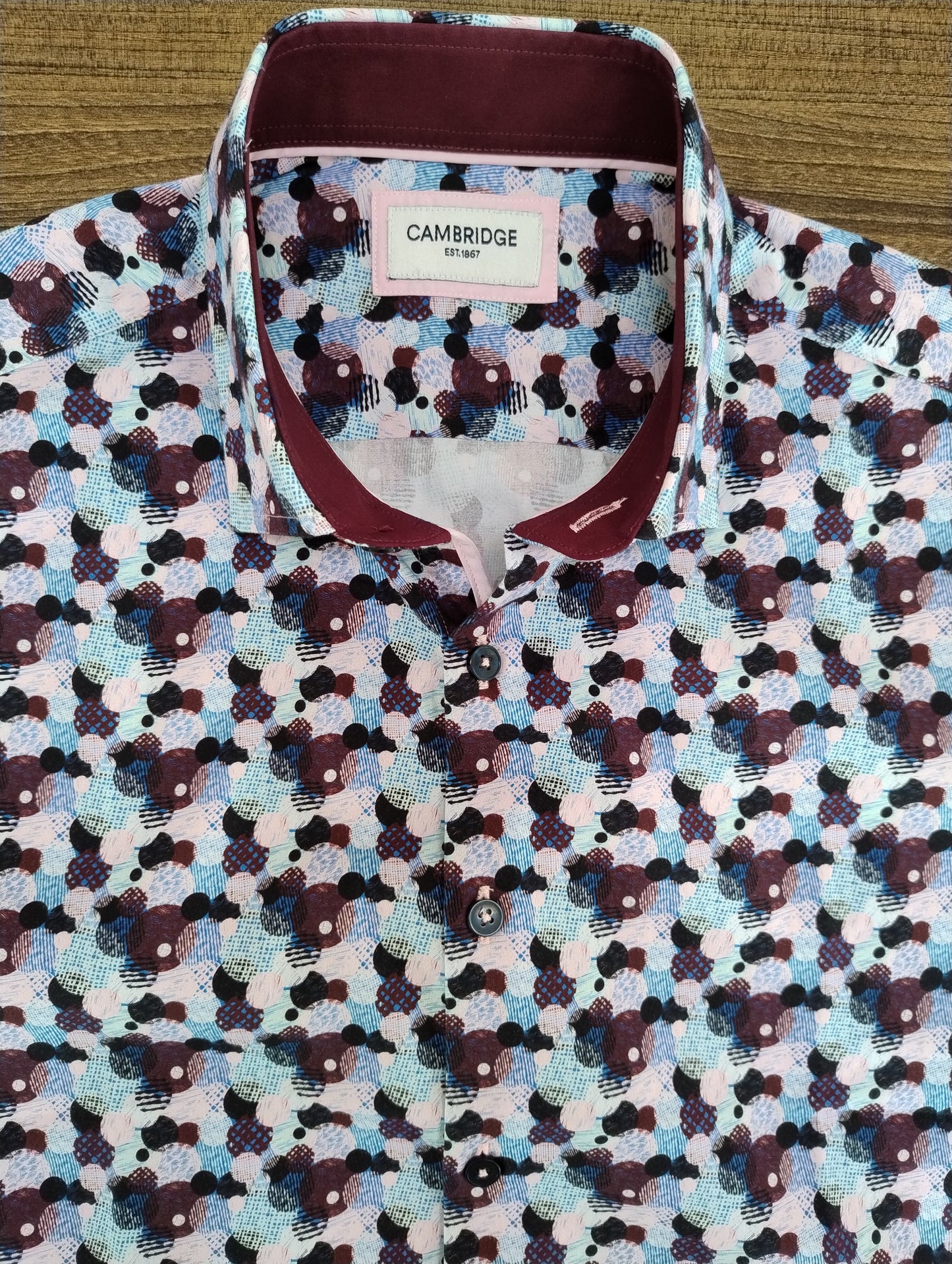 Cambridge Portsea Bordeaux Short Sleeve Shirt