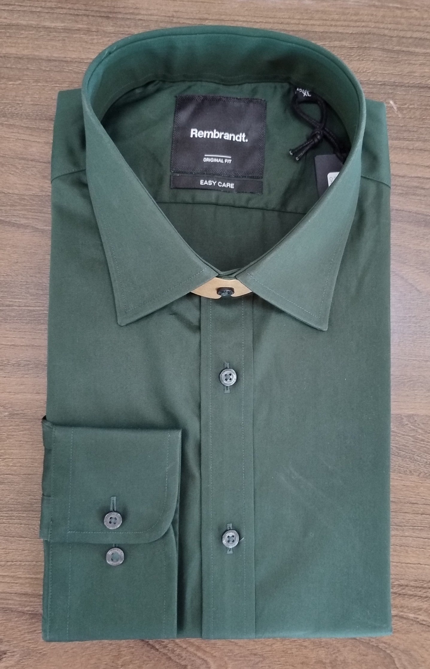 Rembrandt London Dark Green Sateen Long Sleeve Shirt