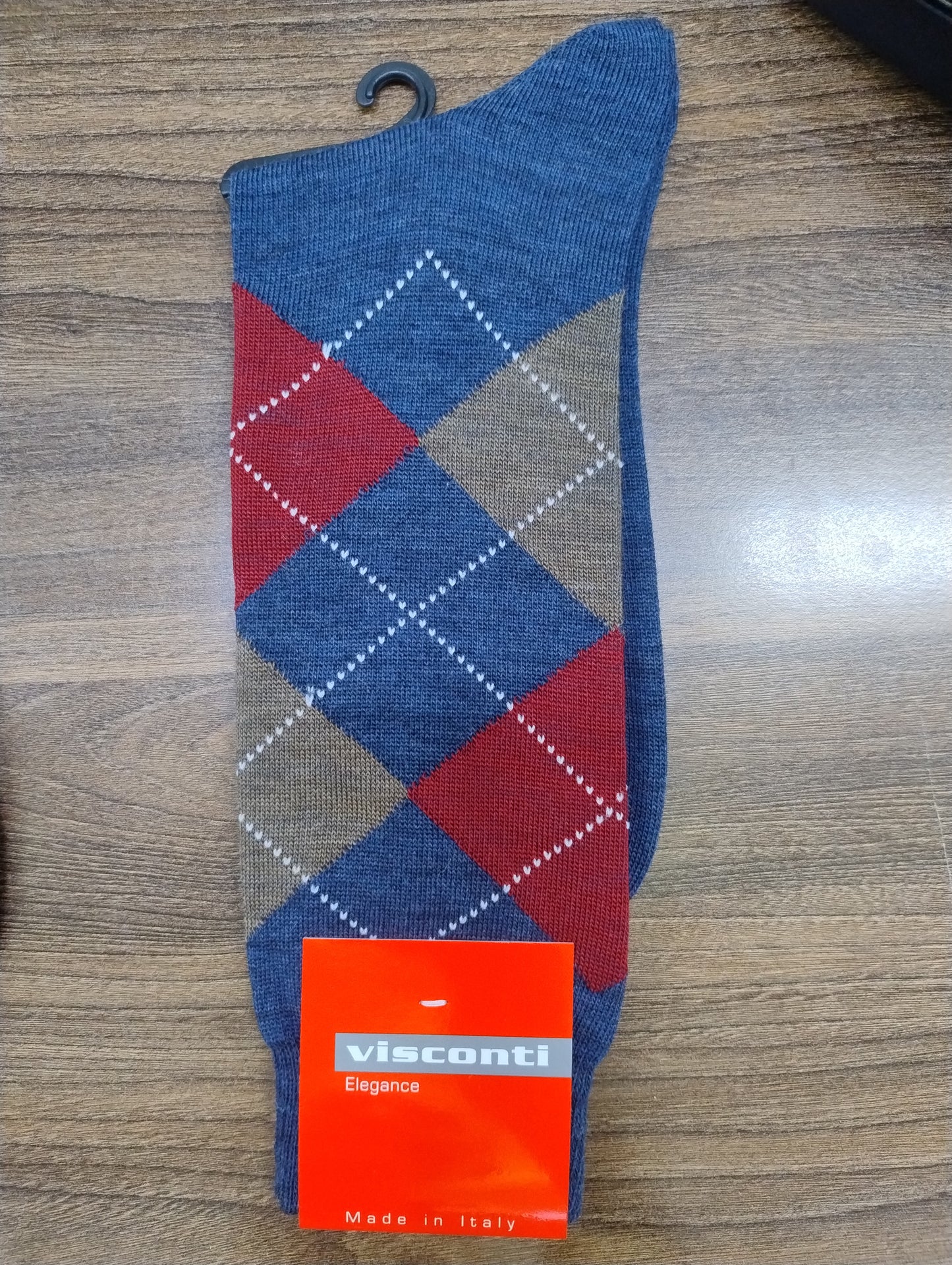 Visconti Italian Argyle Merino Wool Socks Navy