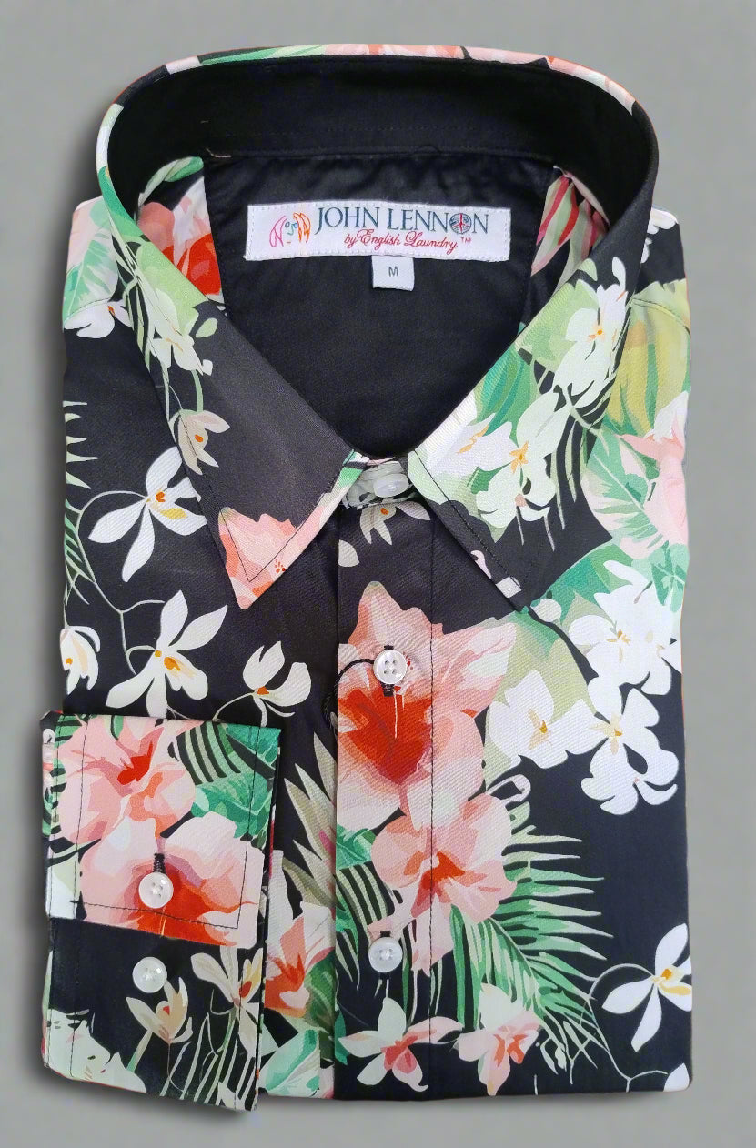 John Lennon Red Hibiscus Long Sleeve Shirt