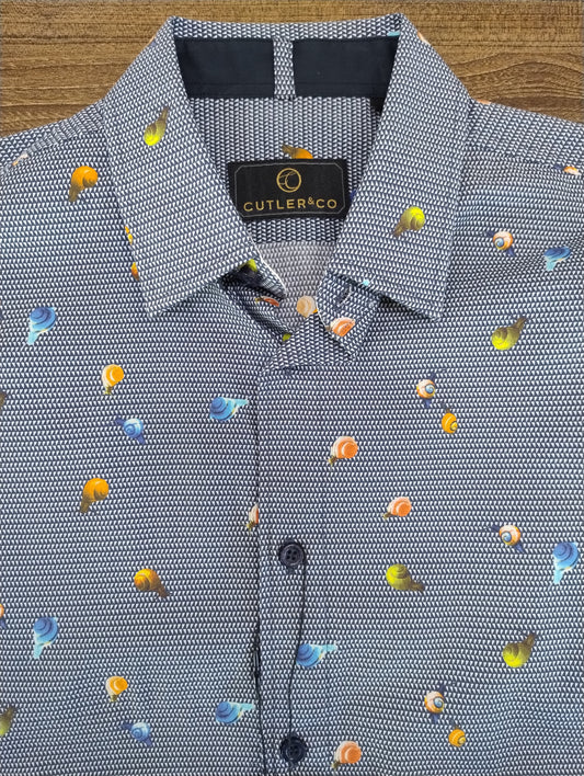 Cutler Nigel Dark Blue Casual Long Sleeve Shirt