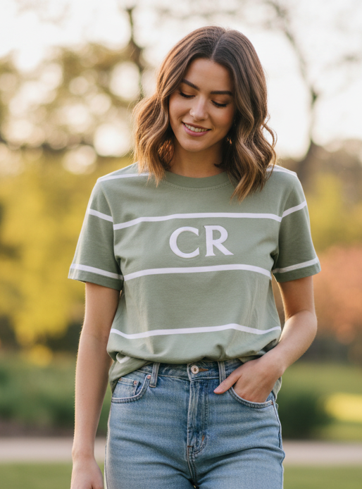 Country Road CR Logo T-Shirt - Kiwi Stripe