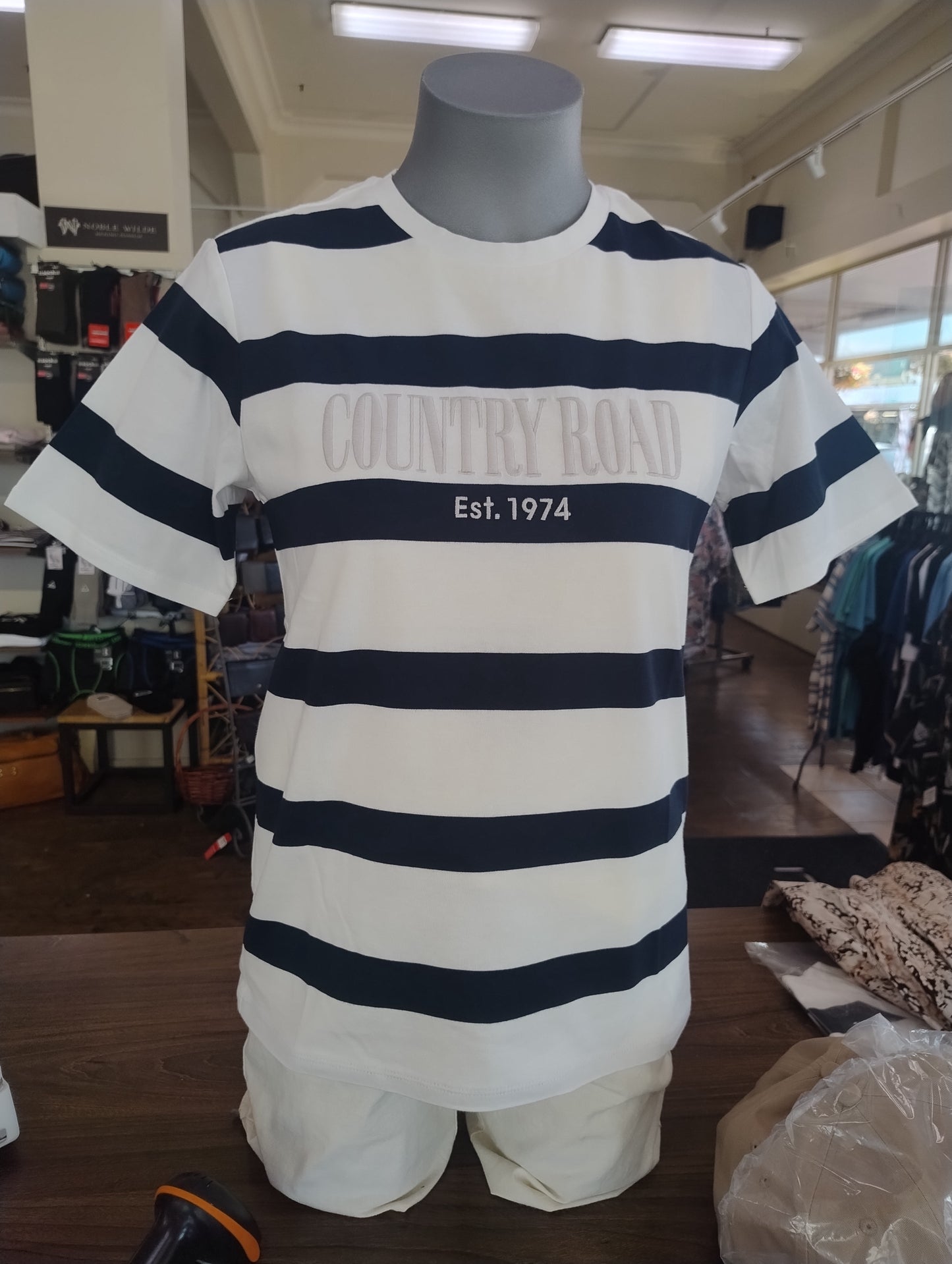 Country Road Heritage Embroidered T-Shirt - Navy Stripe