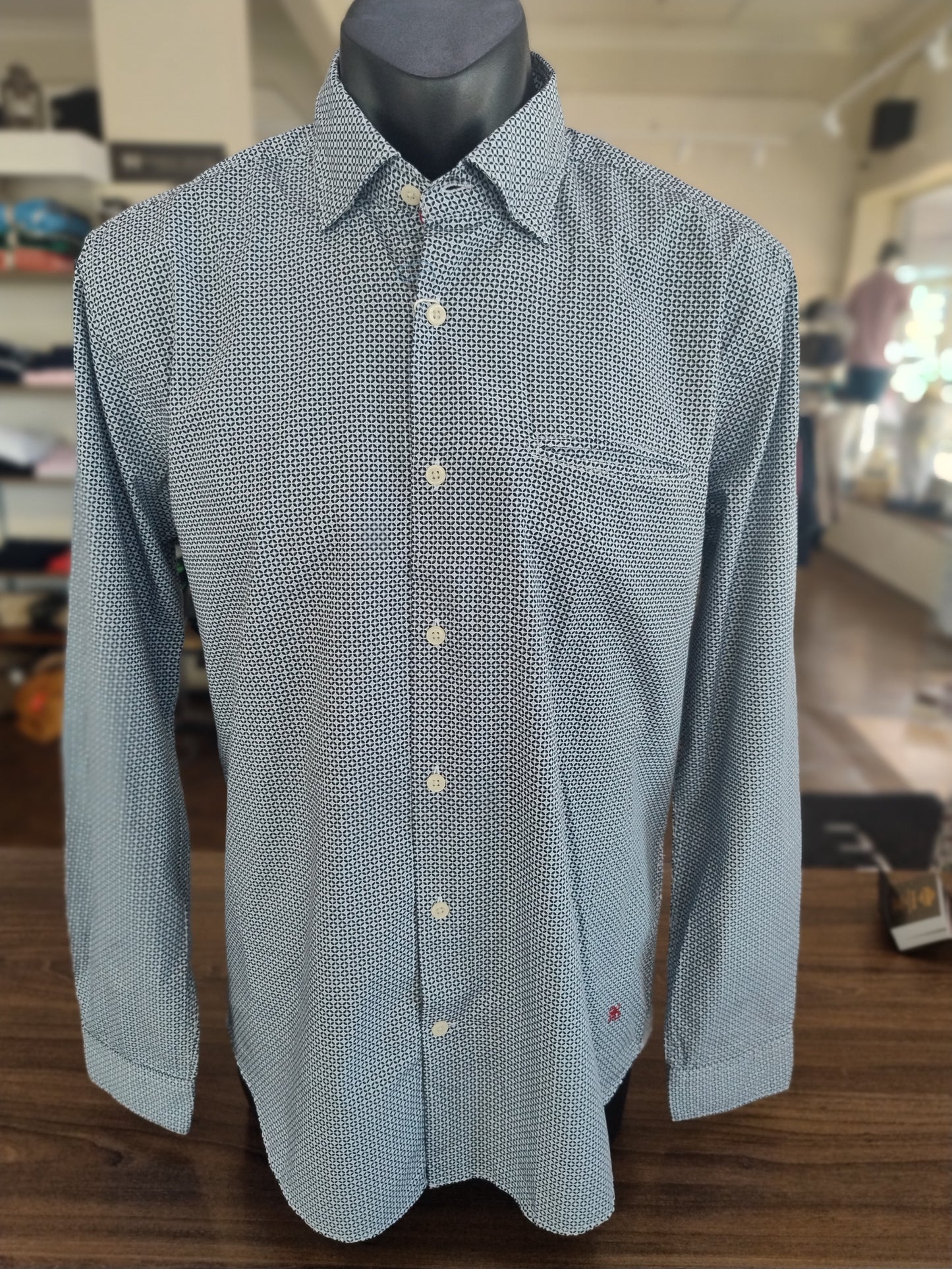 Two Flowers Circular Print Long Sleeve Shirt - Ink