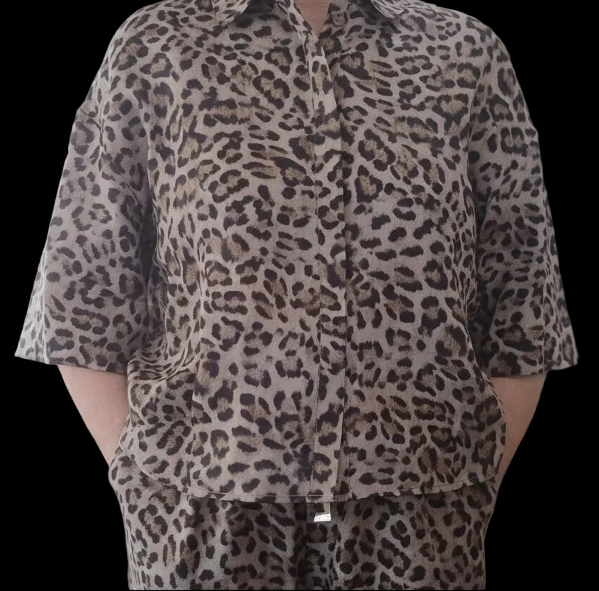 Country Road Organically Grown Linen Leopard Print Boxy Fit Shirt