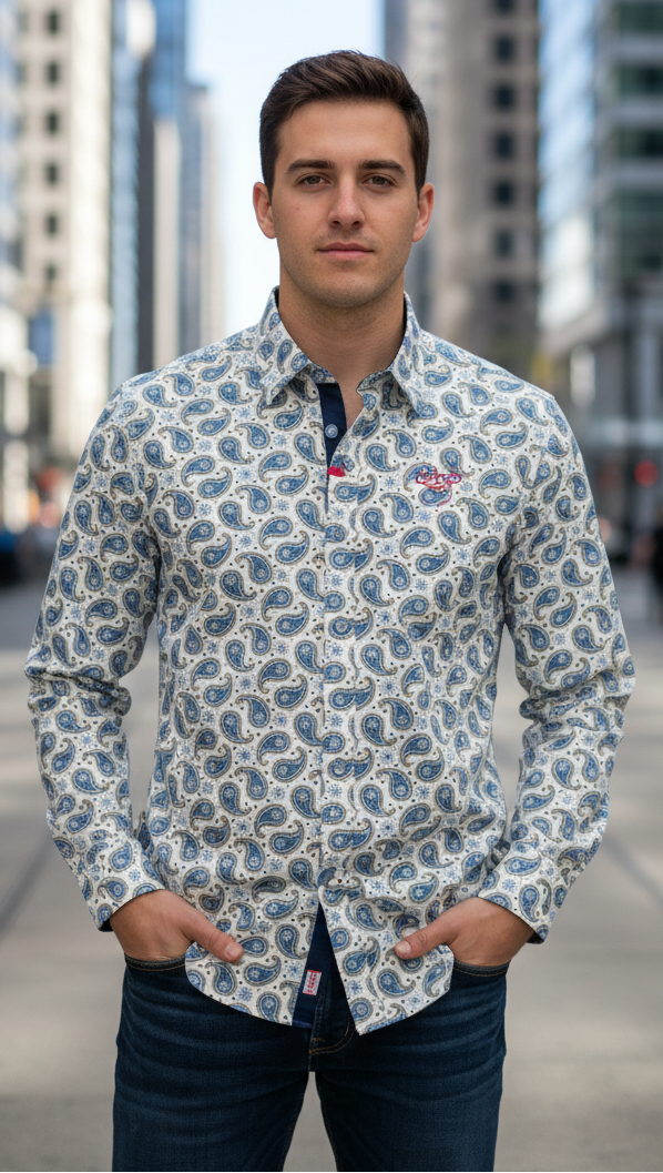 Sugar Plateau Paisley Long Sleeve Shirt - Cream