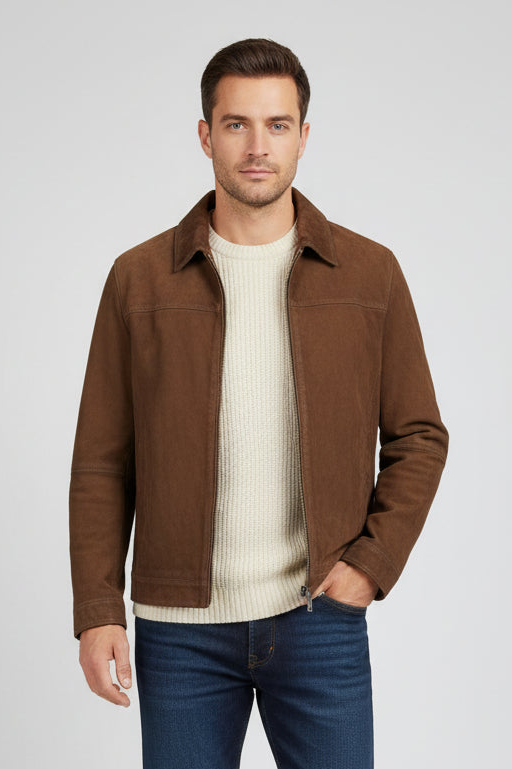 Daniel Hechter Scott Brown Goat Suede LeatherJacket