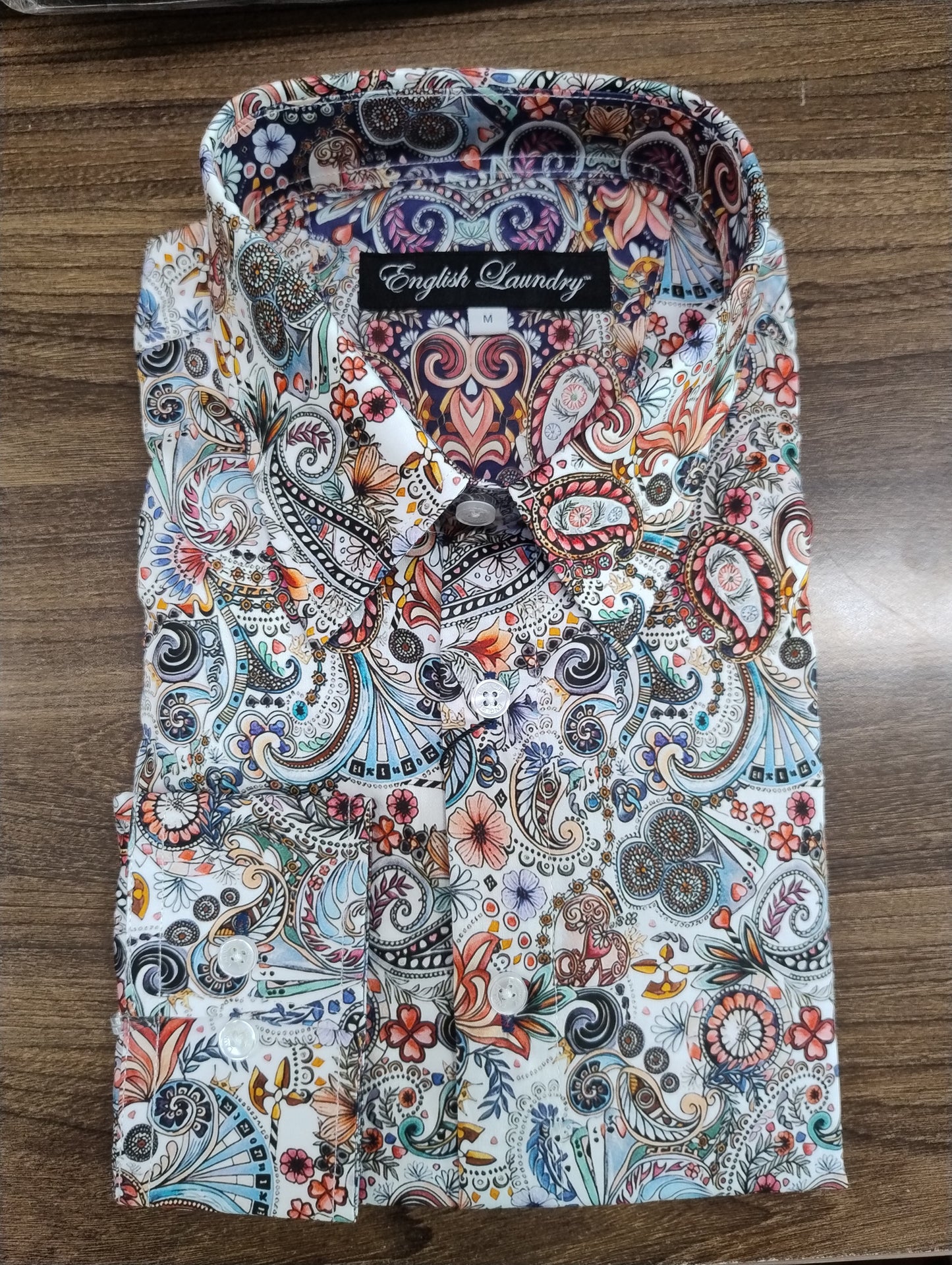 English Laundry White Multi Long Sleeve Shirt