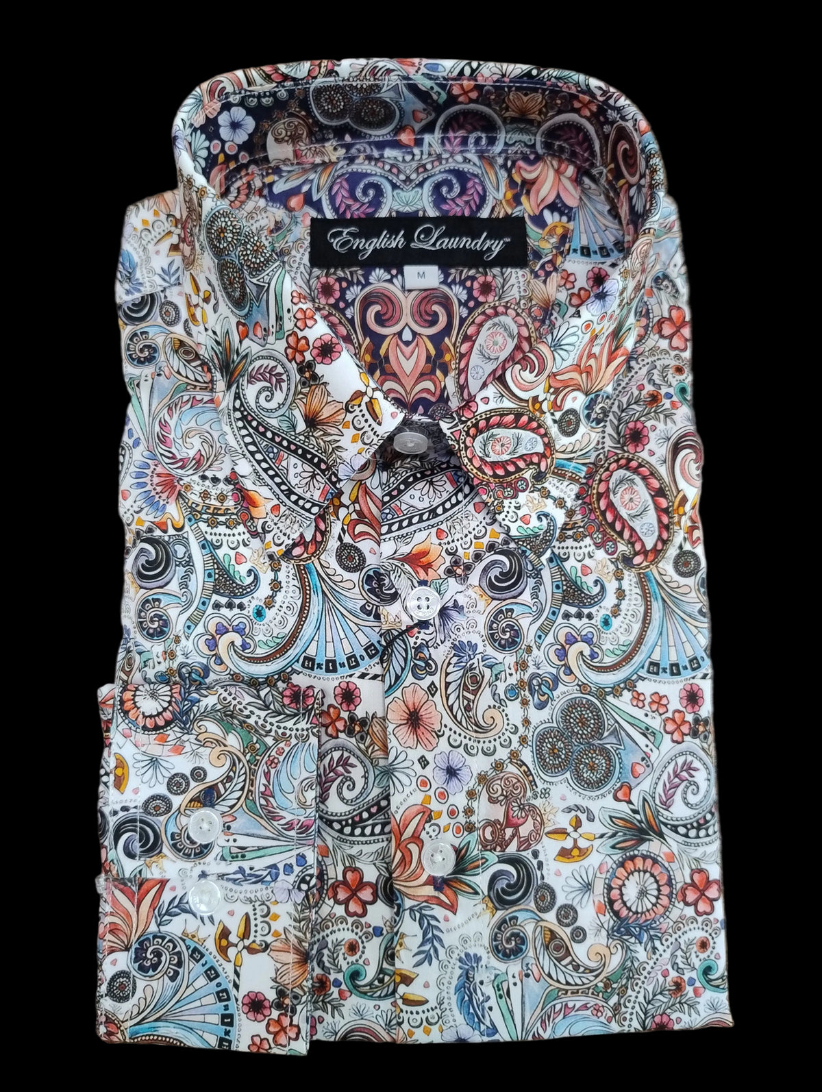 English Laundry White Multi Long Sleeve Shirt