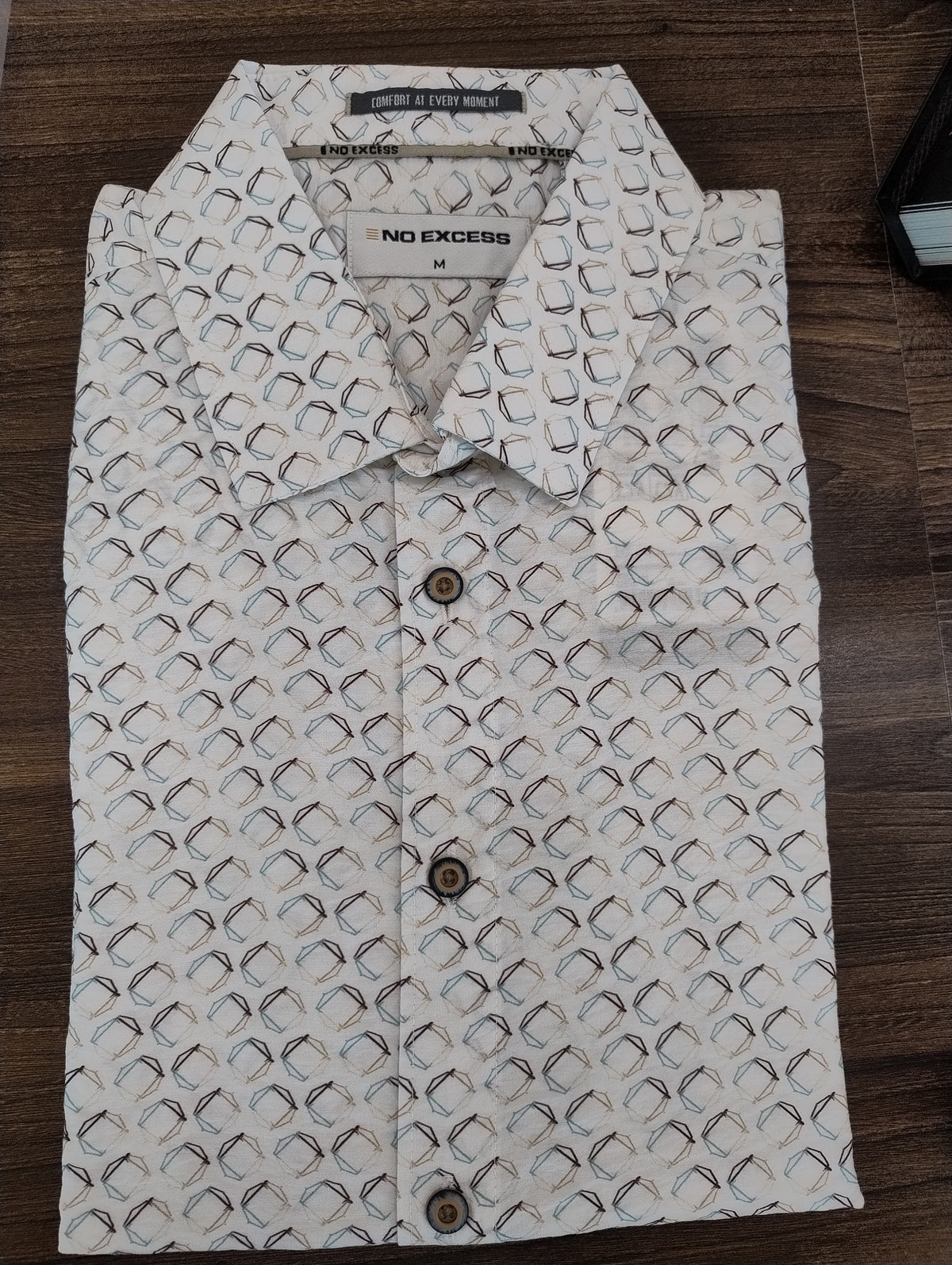 No Excess Allover Print Short Sleeve Shirt - White