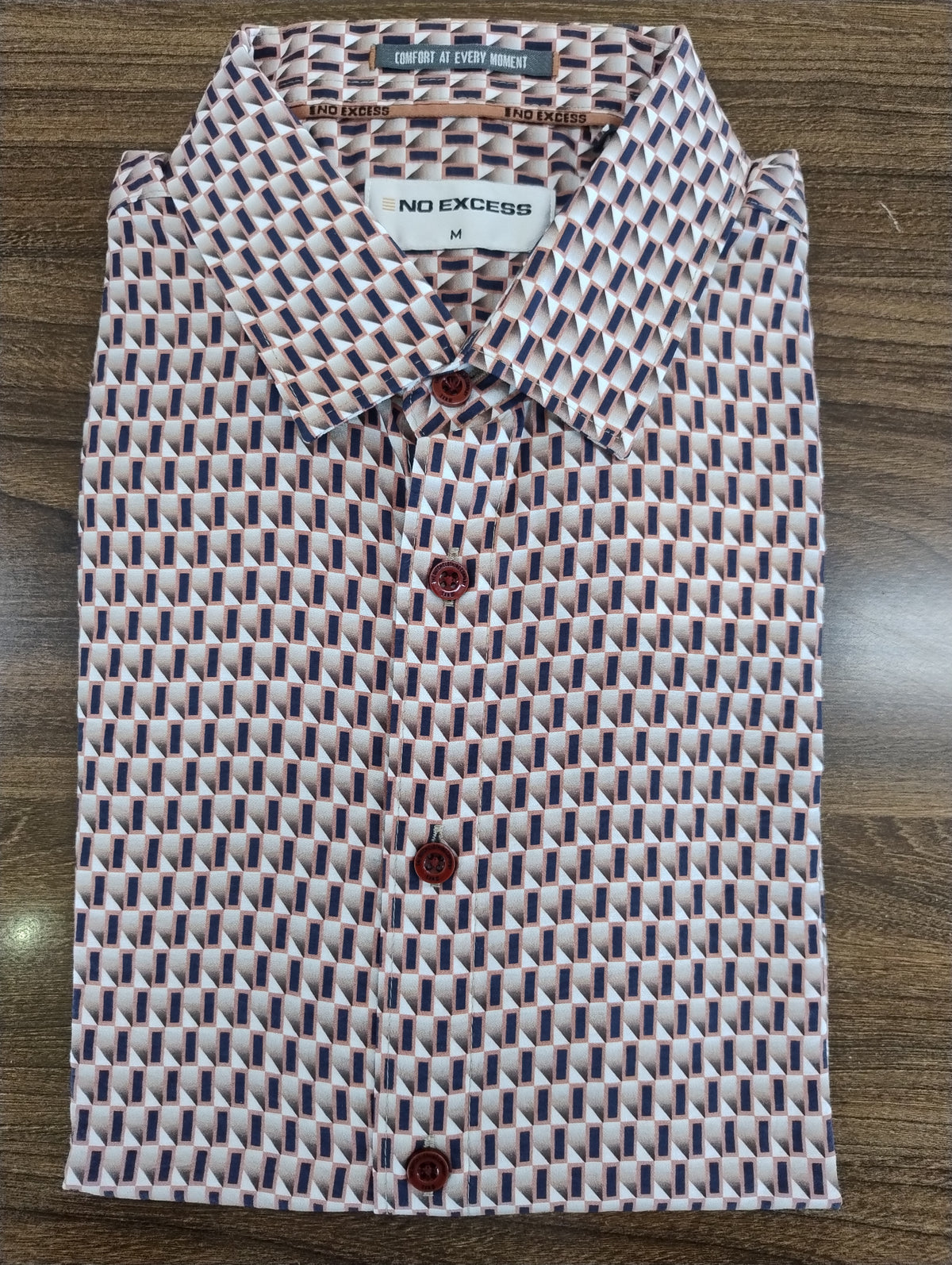 No Excess Allover Print Short Sleeve Shirt - Coral