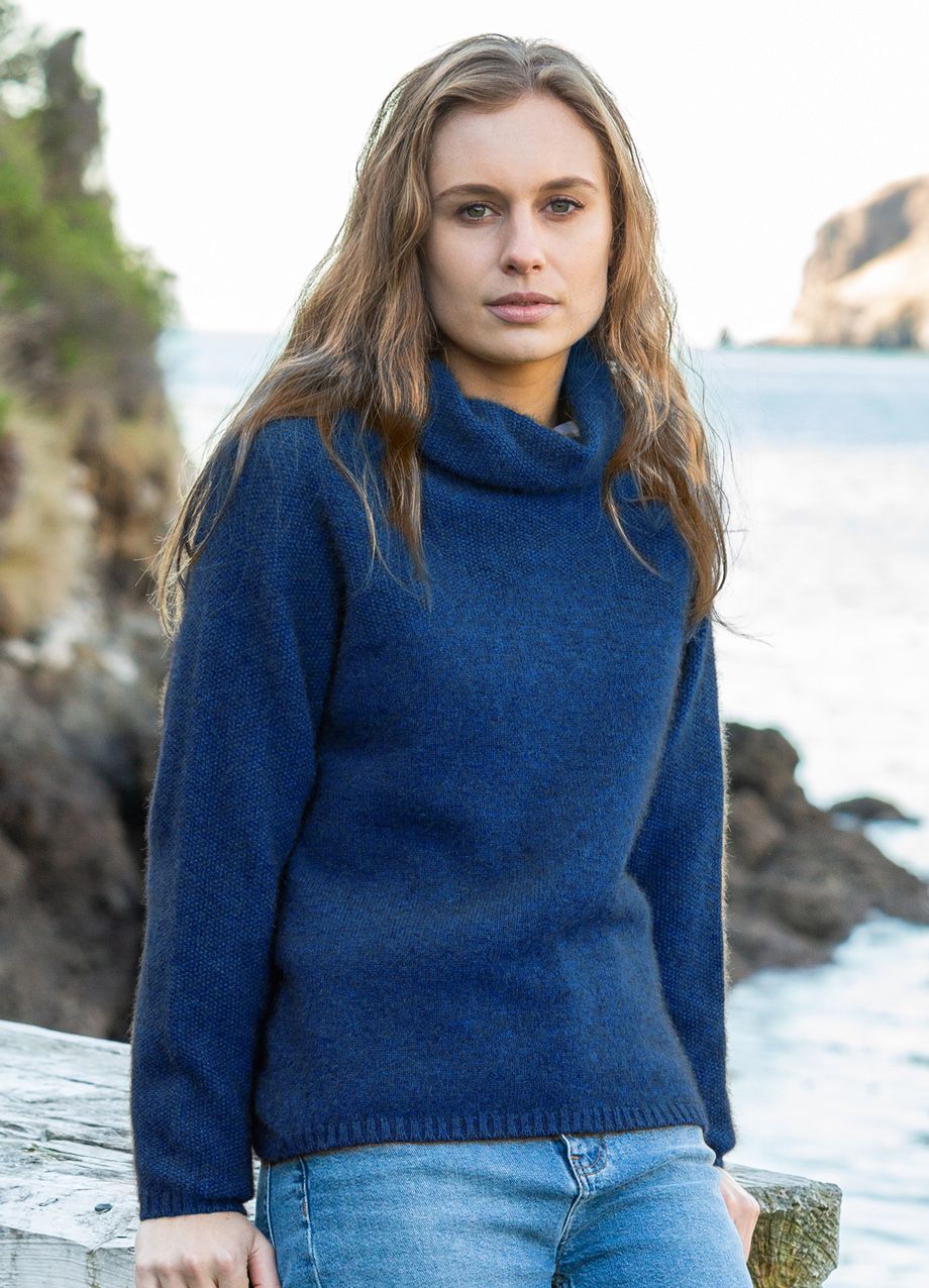 Noble Wilde Moss Stitch Cowl Neck Jersey