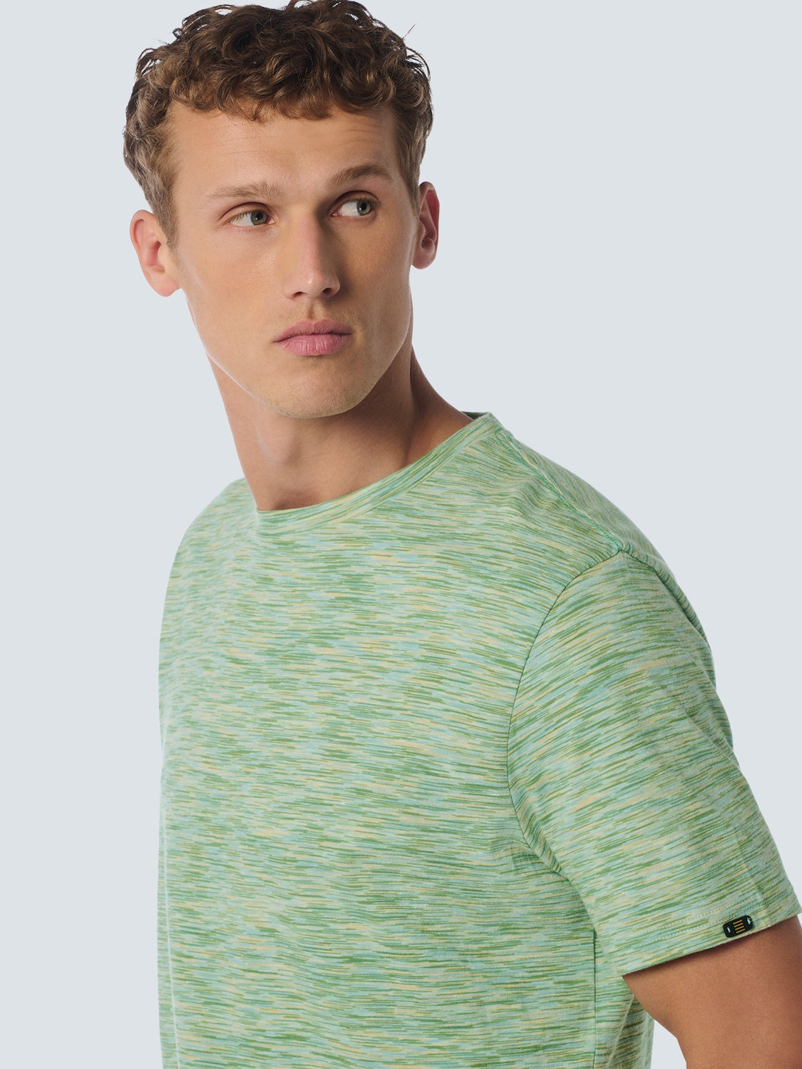 No Excess T-Shirt Crewneck Multi Coloured Melange Stripes Mint