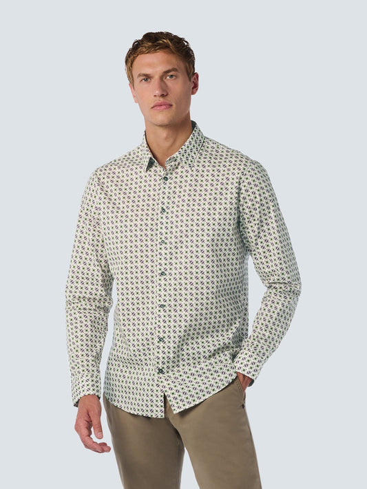 No Excess Geometric Print Aubergine Long Sleeve Shirt