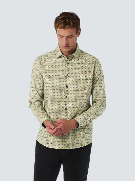 No Excess Geometric Print Smoke Long Sleeve Shirt