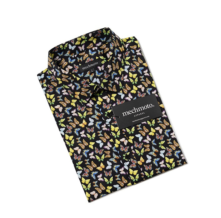 Mechmoto Mult Butterfly Print Short Sleeve Shirt