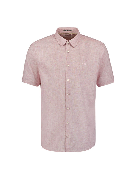 No Excess Mauve Linen Blend Short Sleeve Shirt