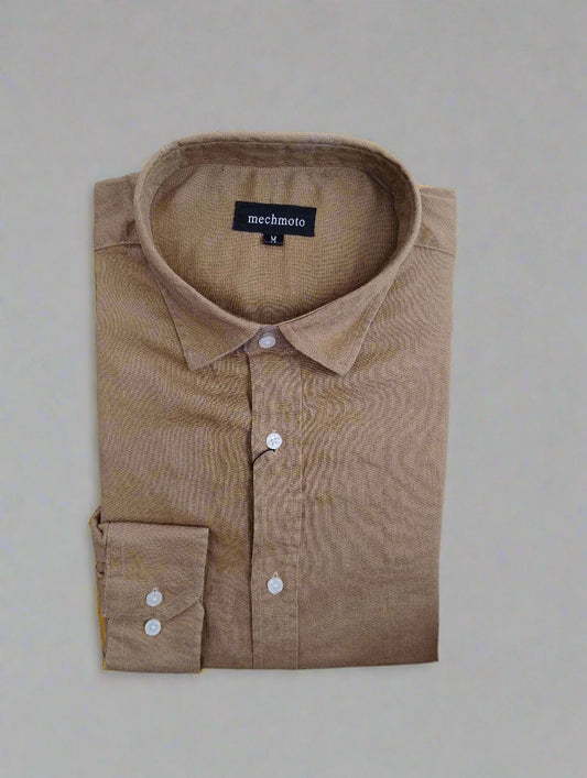 Mechmoto Mustard Linen Long Sleeve Shirt