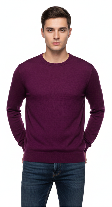 Fields Merino Crew Neck Jumper - Plum Marle