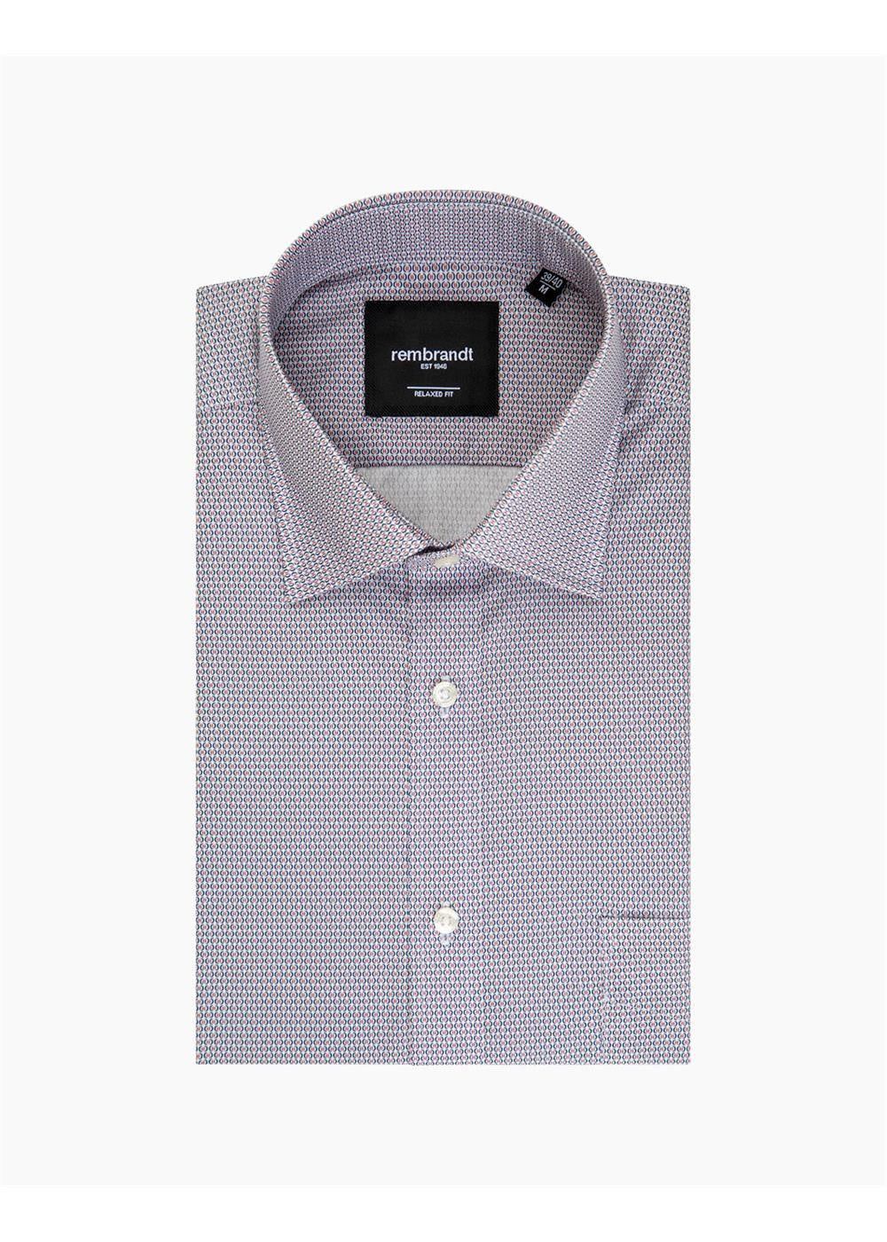 Rembrandt Sinatra Navy & Maroon Microdesign Long Sleeve Shirt
