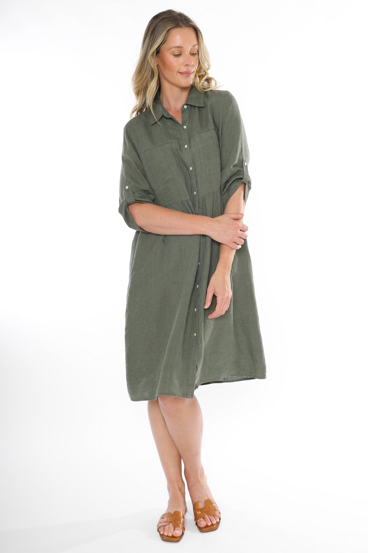 Jump 2 Pocket Linen Dress - Juniper