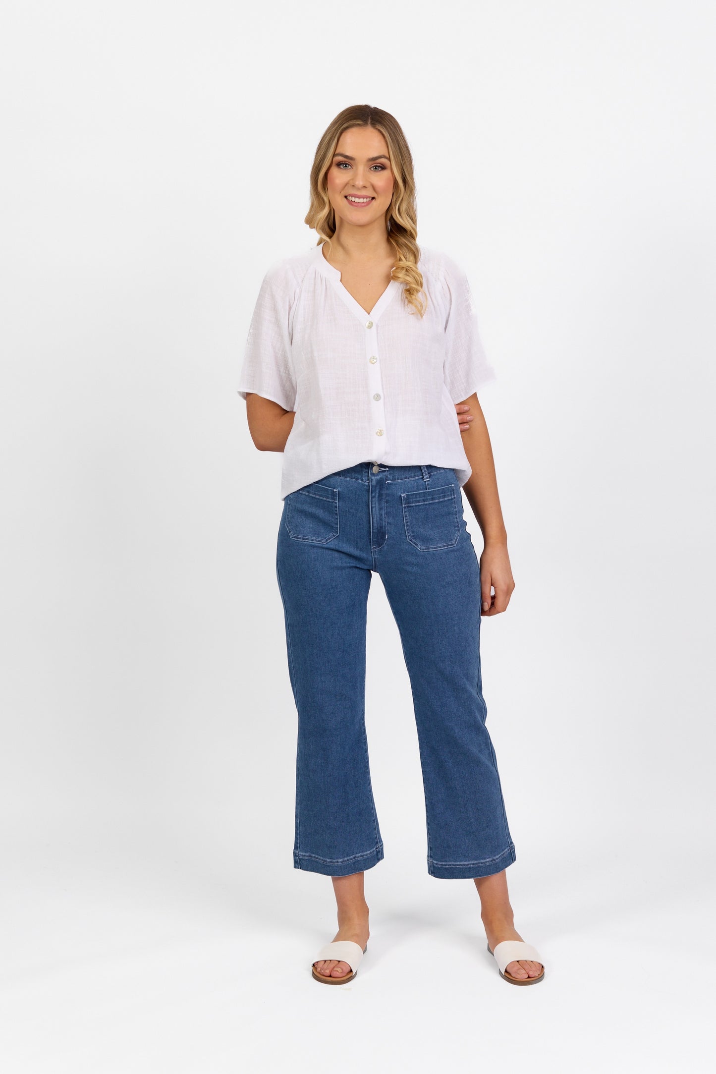 Vassalli Daily Straight Leg Ankle Grazer Jean - Blue Hue
