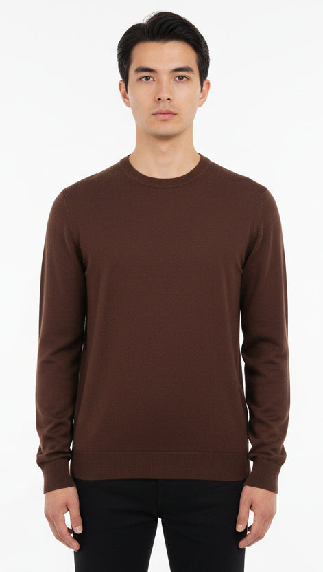 Rembrandt Naseby Mocha Brown Crew Neck Jersey