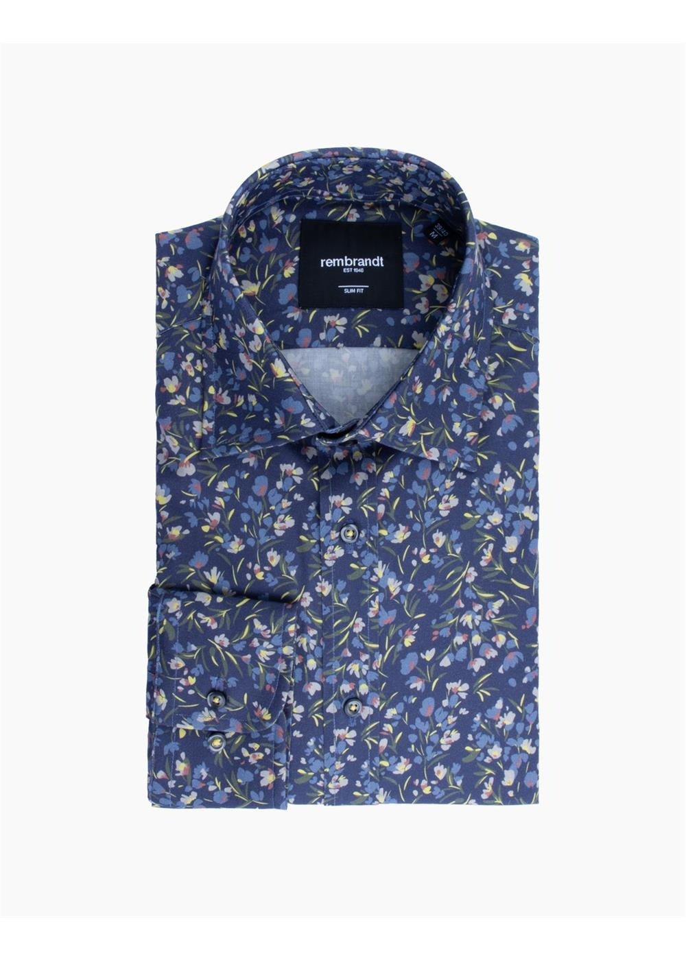 Rembrandt Sinatra Ink Blue Floral Long Sleeve Shirt