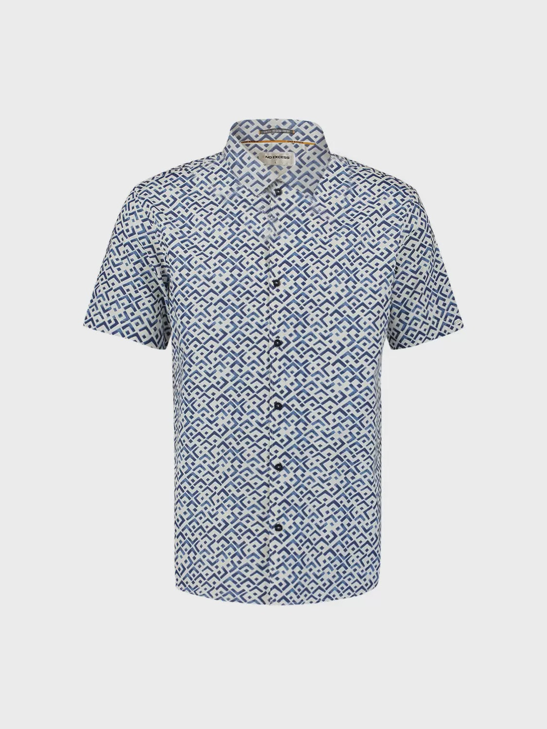 No Excess Arrow Print Short Sleeve Shirt - Indigo Blue