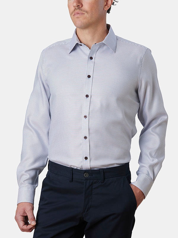 Abelard Grand Zag Twill Chocolate Long Sleeve Shirt