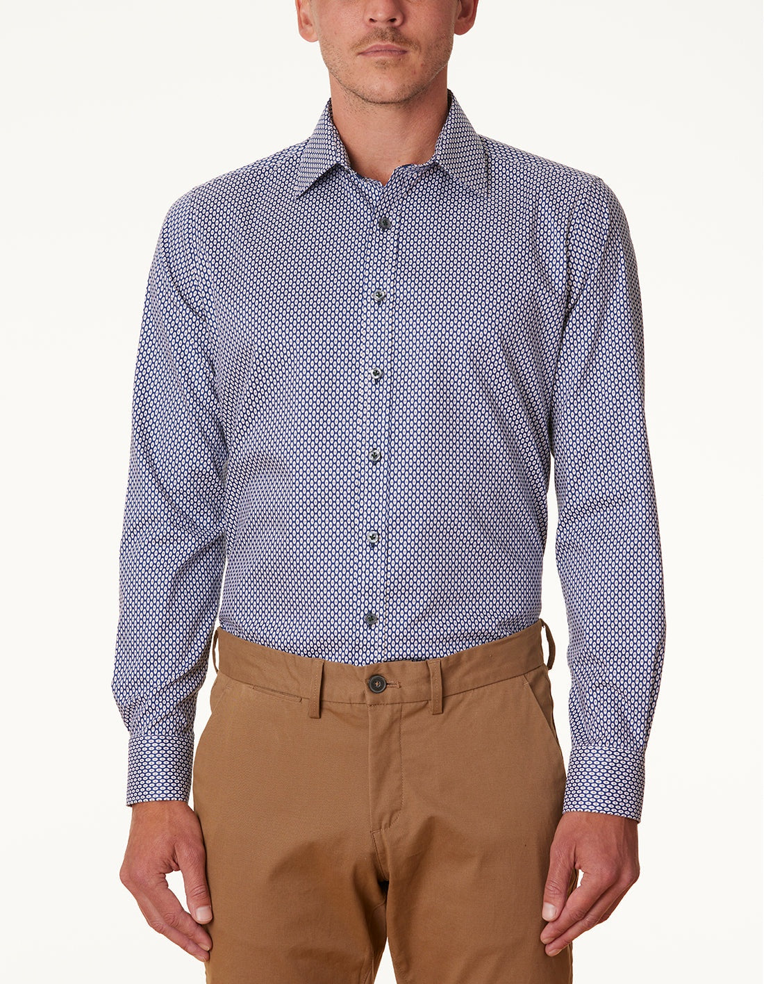 Abelard Aprutino Print Long Sleeve Shirt - Navy