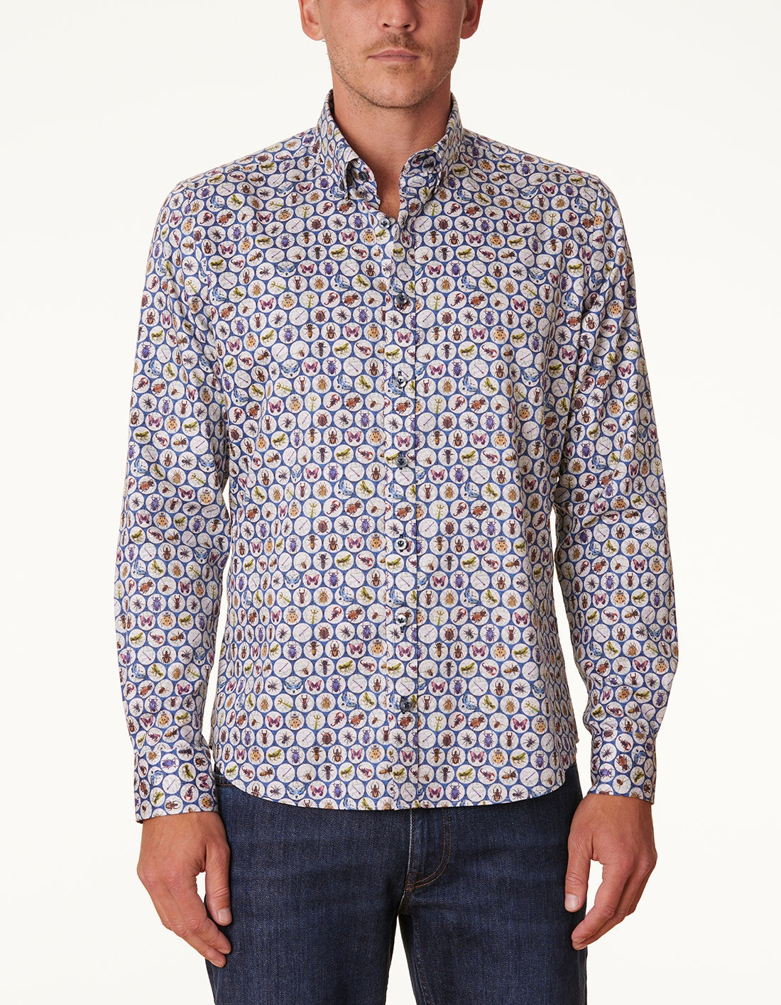 Abelard Rimini Bug Print Slim Fit Long Sleeve Shirt