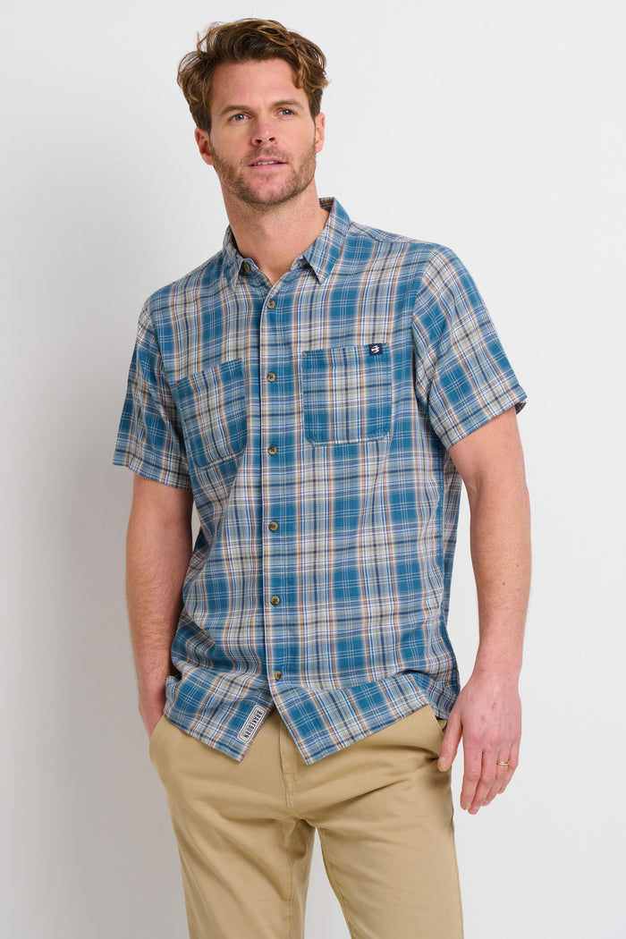 Brakeburn Blue Check Short Sleeve Shirt