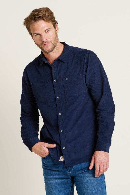 Brakeburn Cord Long Sleeve Shirt-Navy