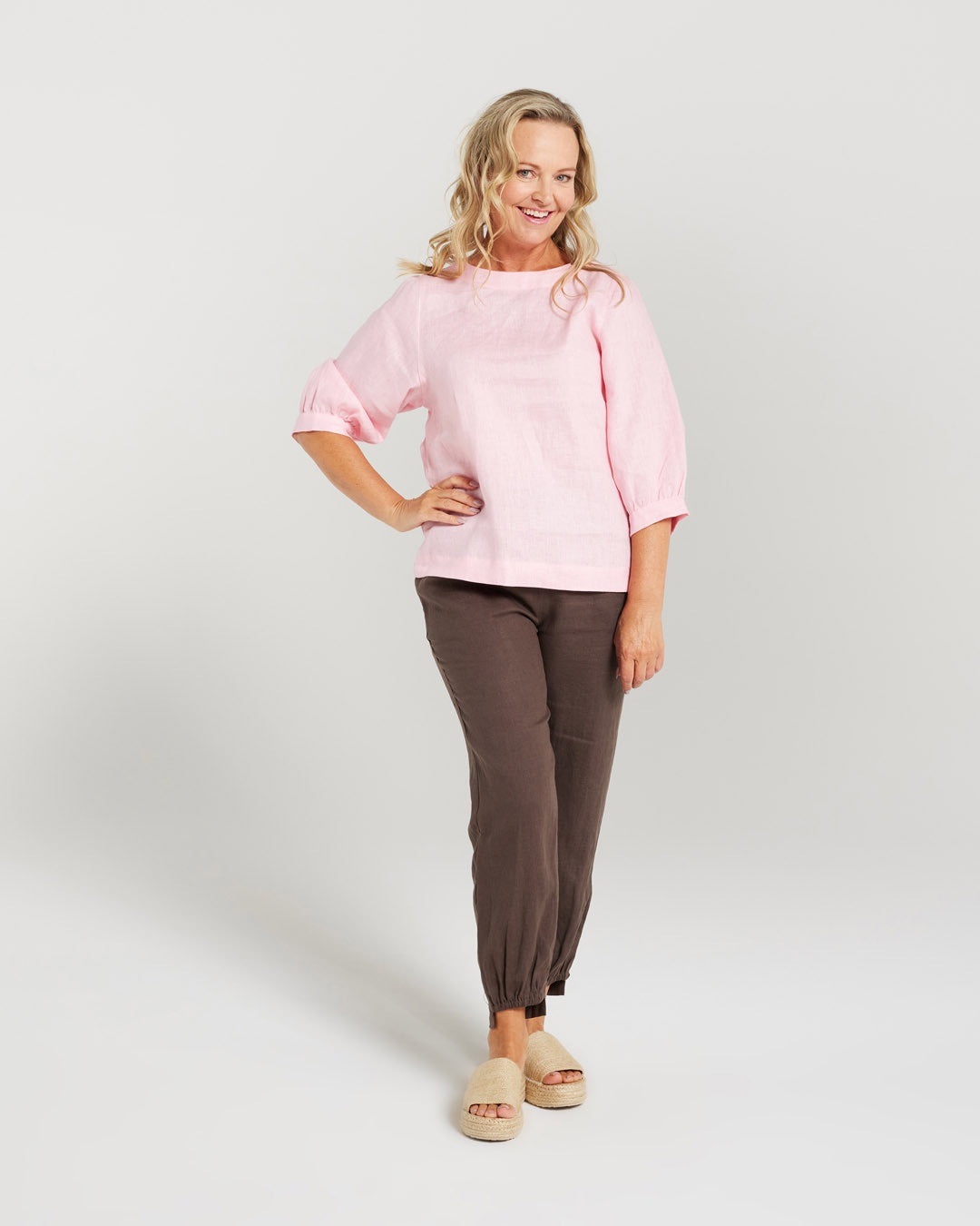 Blackstone Dark Oak Elastic Waist Detailed Hem Pant