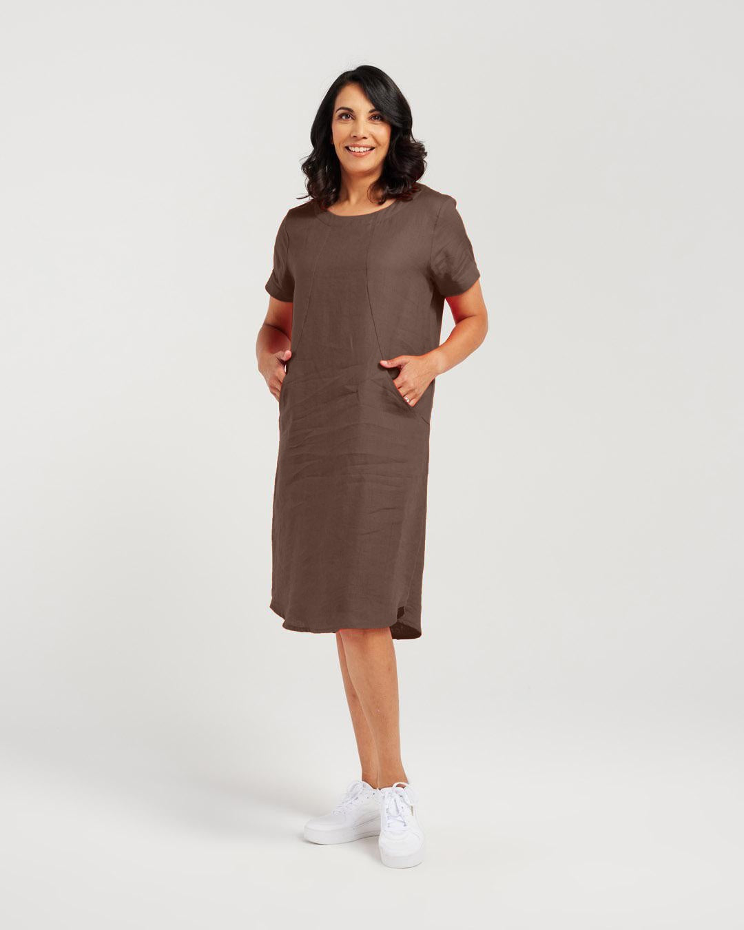 Blackstone Short Sleeve Panelled Linen Dress