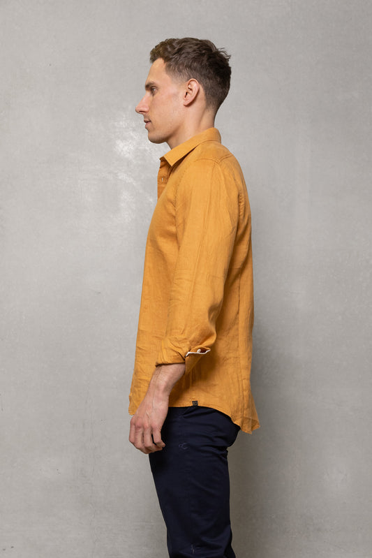 Cutler Blake Linen Long Sleeve Shirt Gold