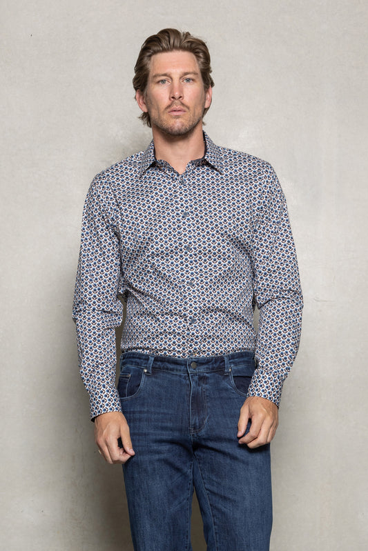 Cutler and Co Blake Cornflower Long Sleeve Shirt