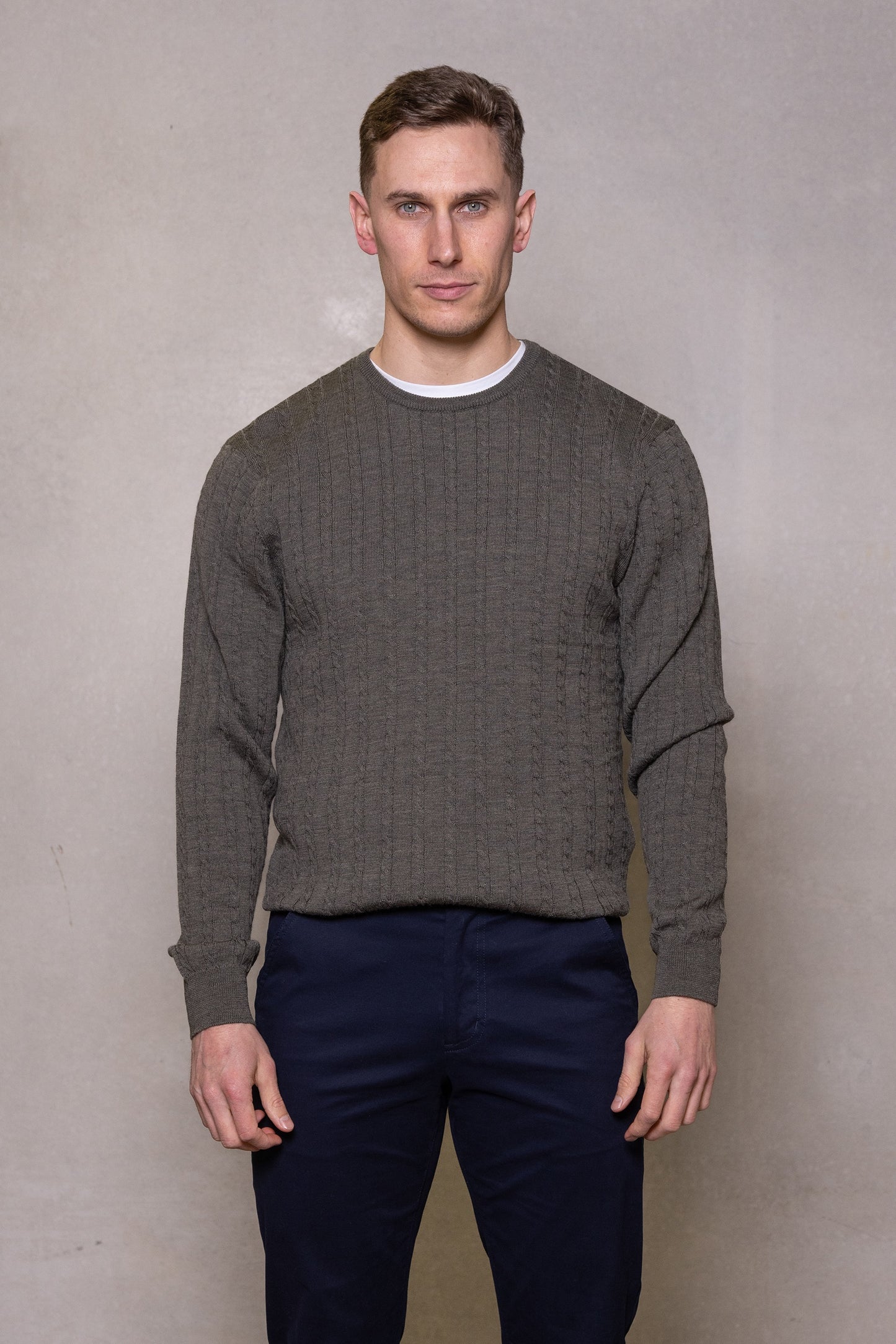 Cutler Sean Merino Cable Knit Jersey - Forest