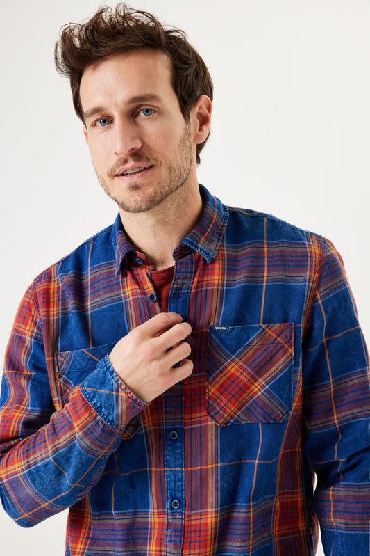 Garcia Indigo Check Long Sleeve Shirt