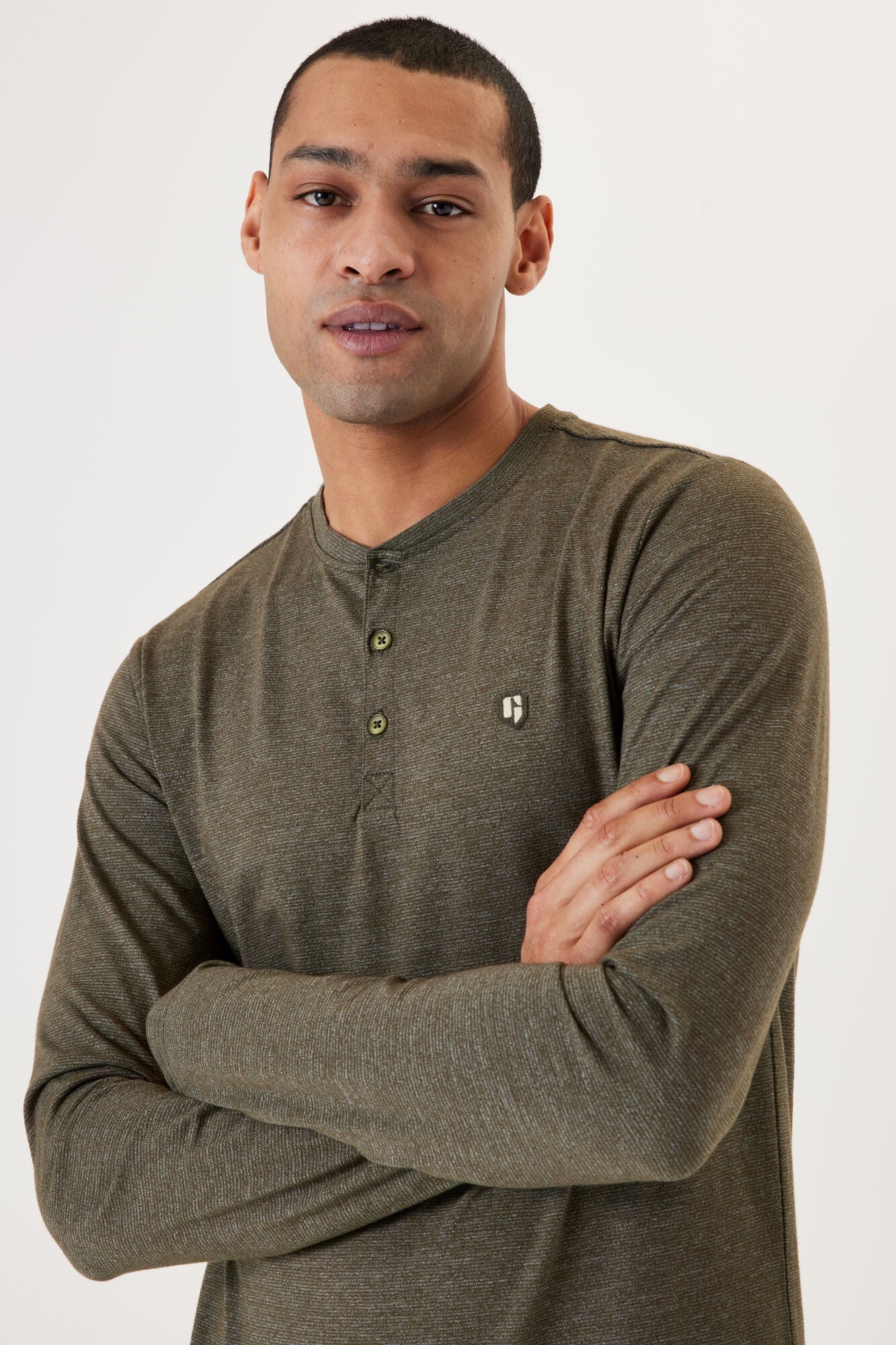 Garcia Dark Green Henley Long Sleeve T-Shirt