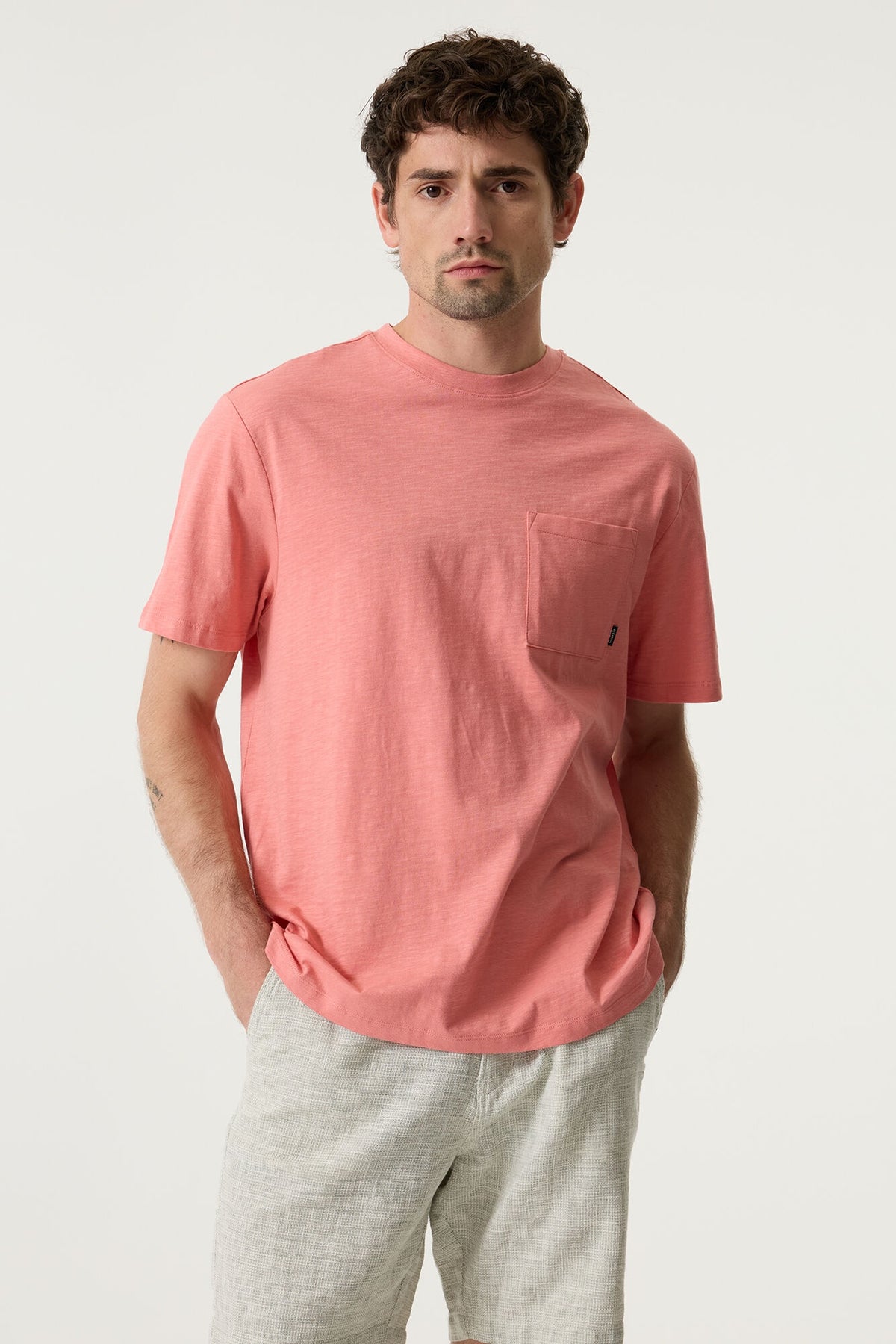Garcia Short Sleeve Crew Neck T-Shirt - Deep Coral