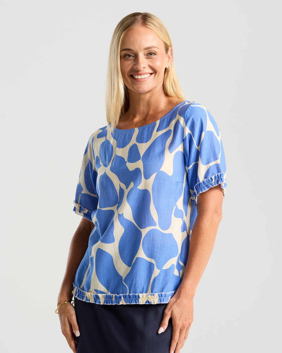 Blackstone Lydia Frill Top - Salsa Cobblestone