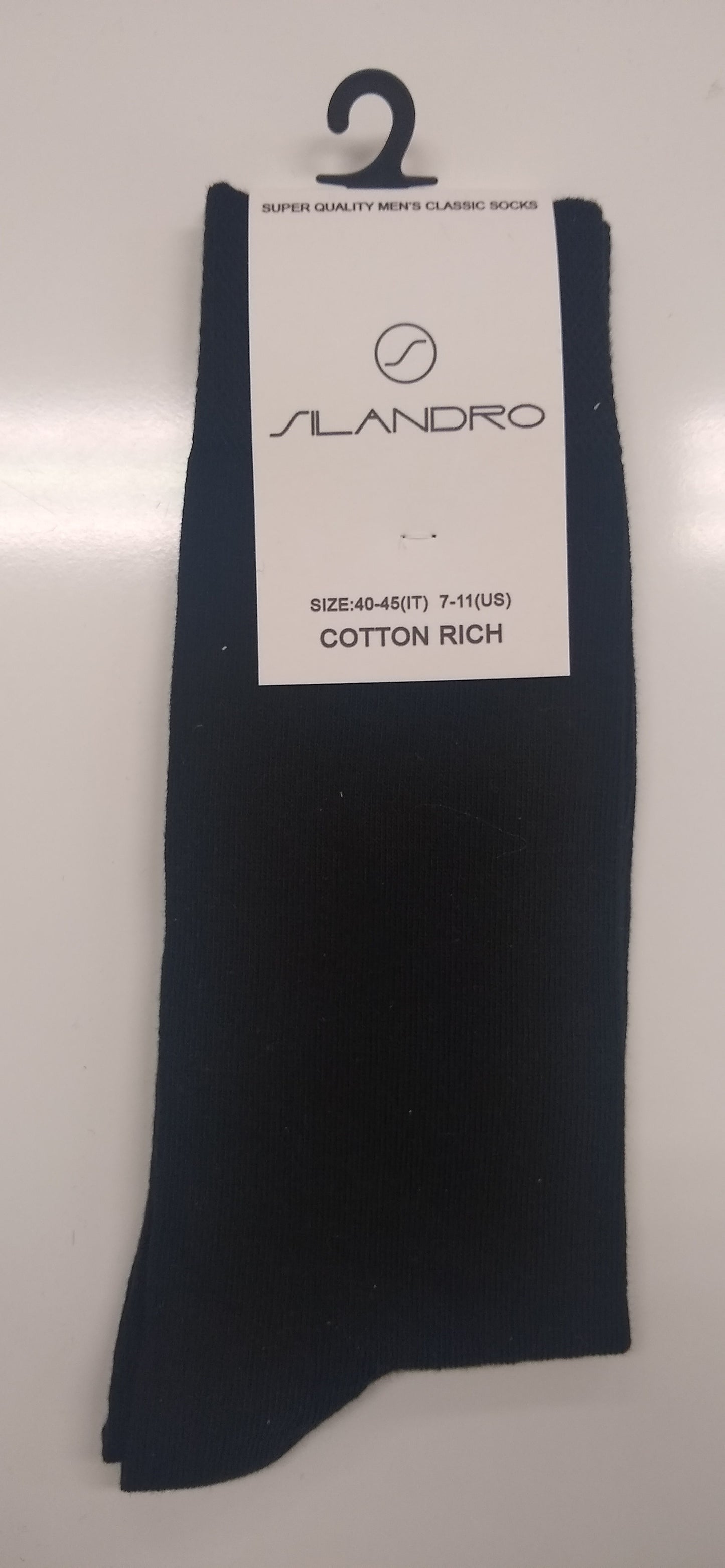 Slandro men's classic cotton rich socks, navy blue, size 40-45 (IT) / 7-11 (US), super quality
