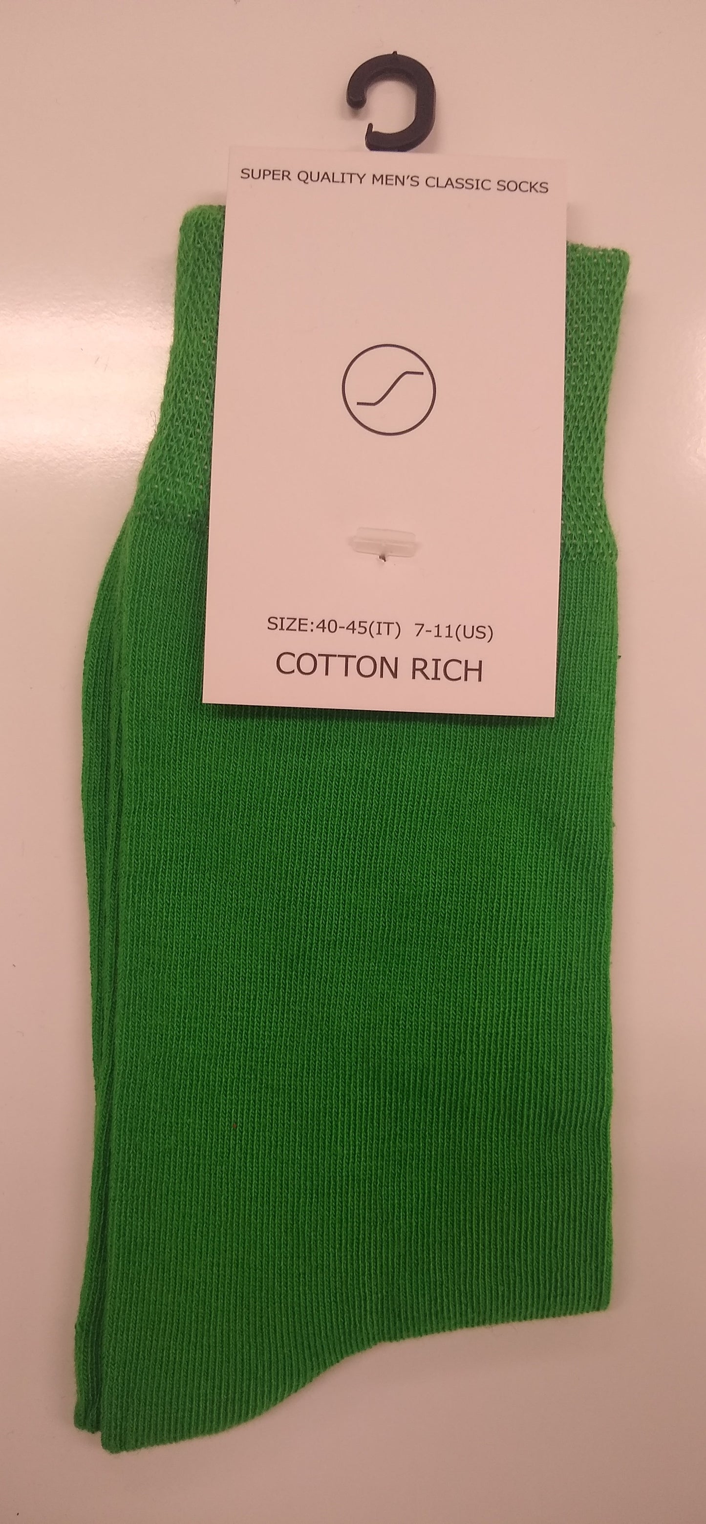 Green men's classic cotton rich socks, size 40-45, super quality