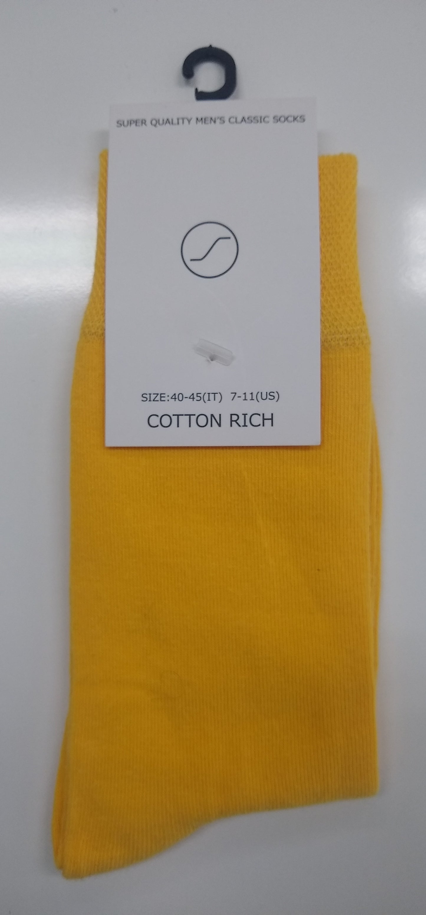 Yellow men's classic cotton rich socks, size 40-45 IT / 7-11 US, super quality