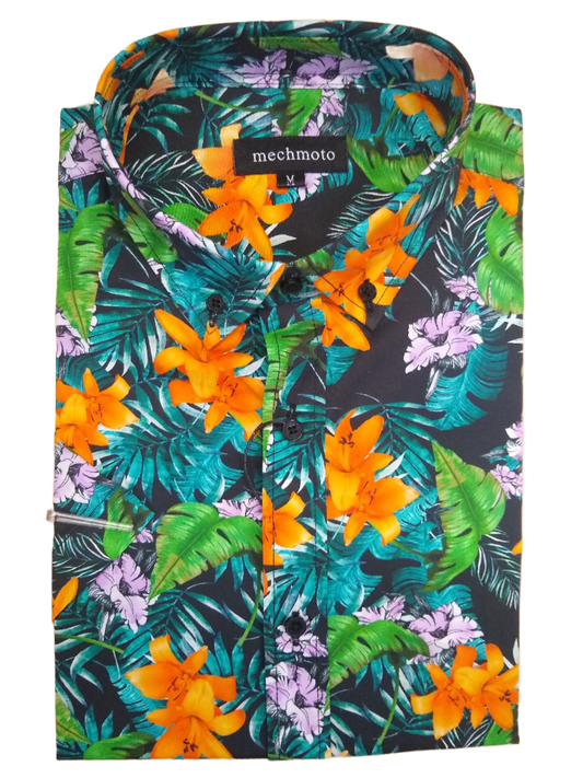 Mechmoto Hawaiian Print Short Sleeve Shirt